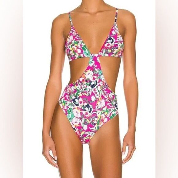 MAAJI NWT MIMI TRIKINI REVERSIBLE ONE PIECE IN ZINNIA SIZE SMALL - Picture 2 of 11